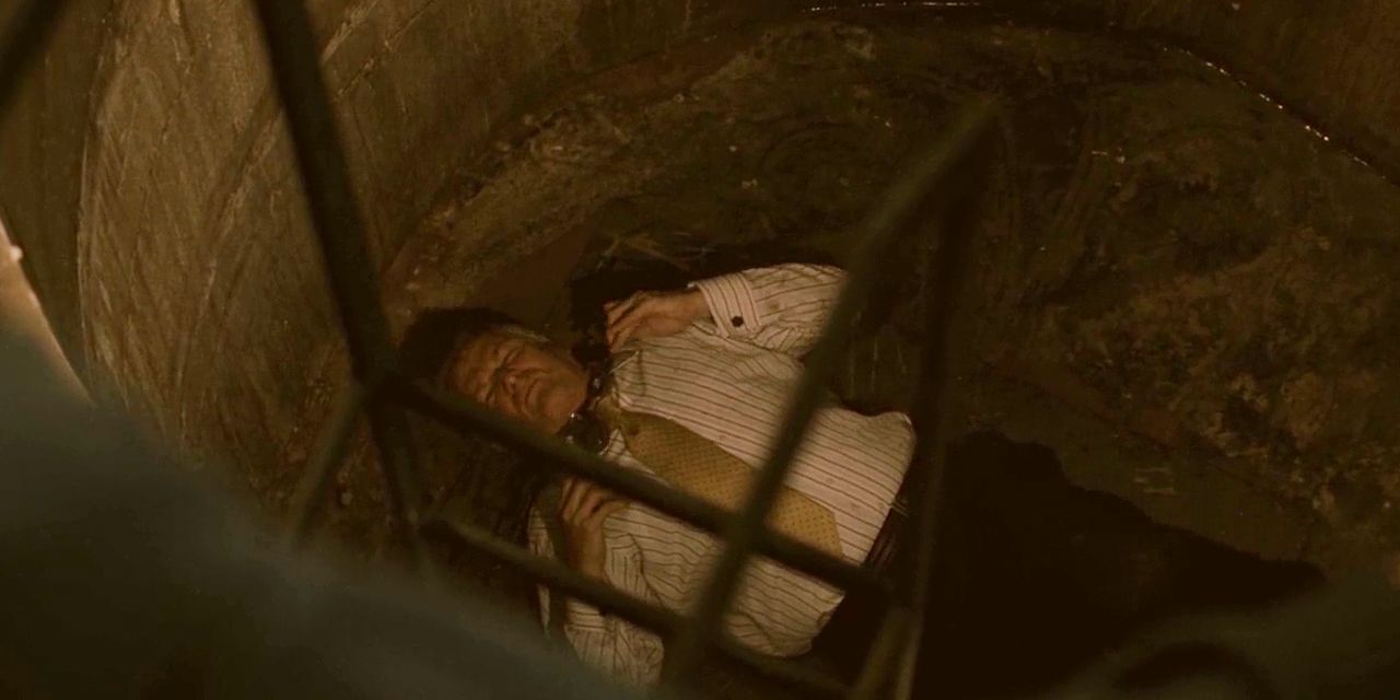 Jeff in the pig vat trap in Saw III