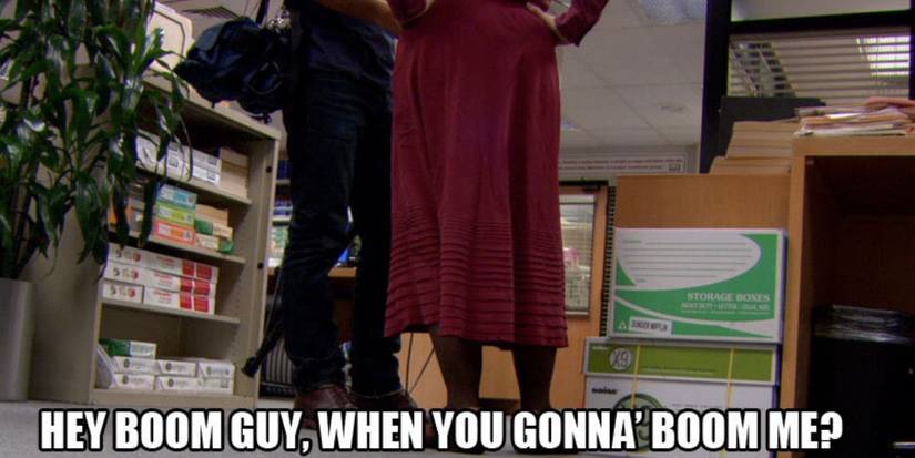 Meredith talking to Brian the boom guy on The Office