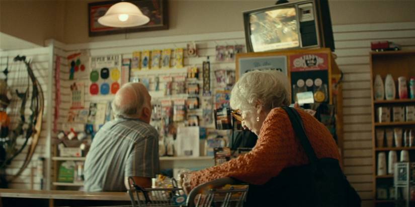 A news report playing on a TV in a store in A Quiet Place 2 