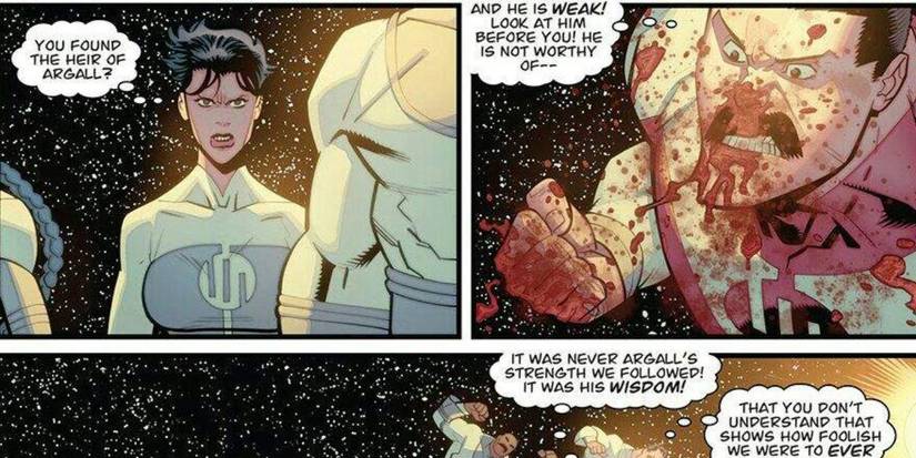 Viltrumites fighting Thragg in panel from Invincible comics