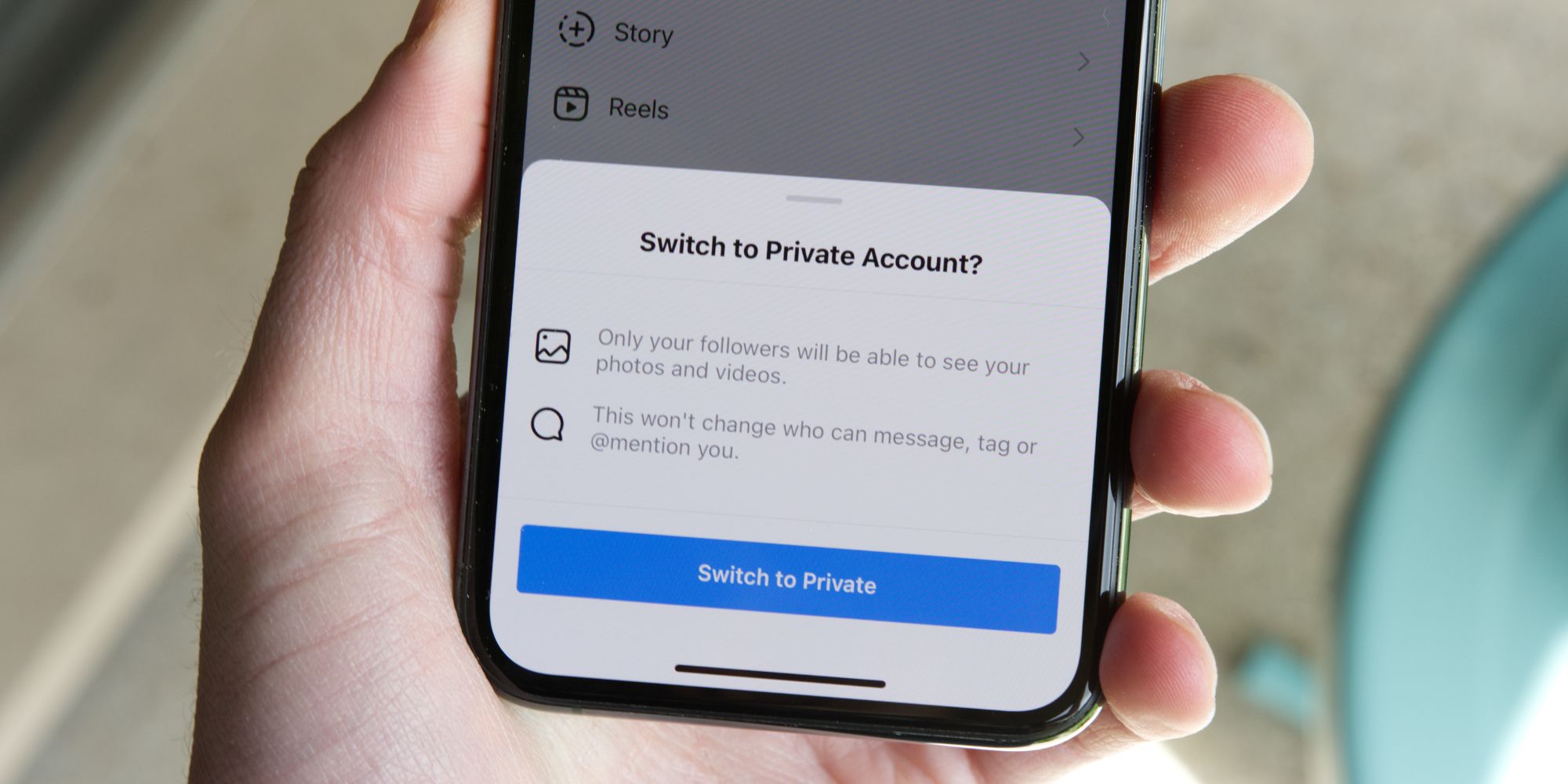 instagram account switch private