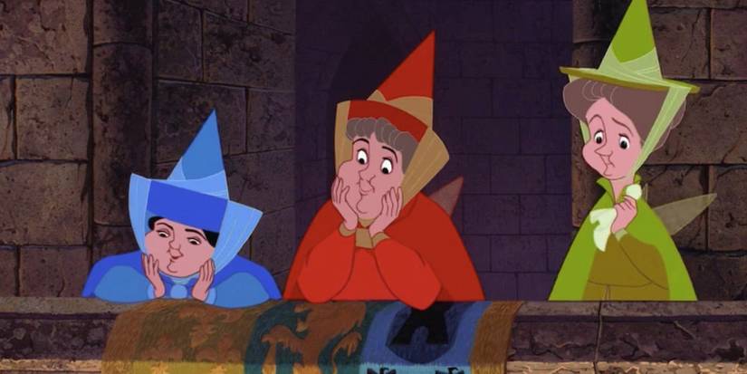 sleeping beauty fairies dress fight Every Time the Fairies Fight Over Sleeping Beauty's Dress #shorts #disney #animation