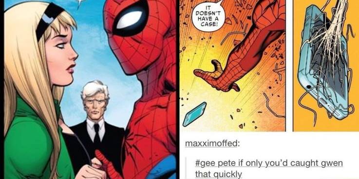 Spider-Man: Hilarious Memes That Comic Fans Will Love ! 10 spiderman saves phone case but not gwen entry two.jpg?q=50&fit=crop&w=737&h=368&dpr=1