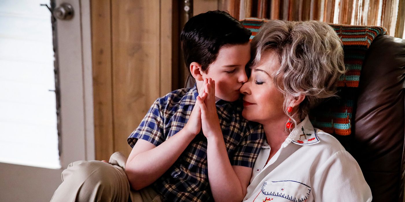 Sheldon kisses Meemaw's nose in Young Sheldon