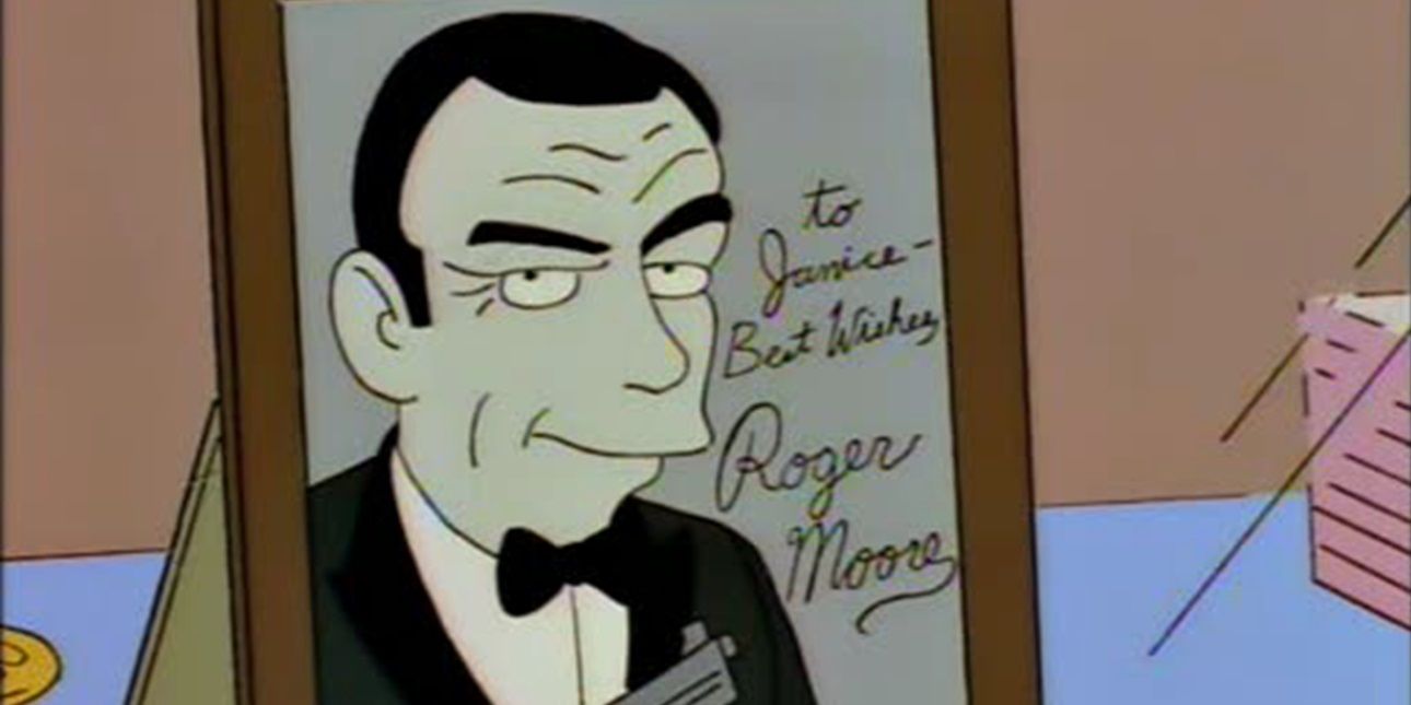 A picture of Sean Connery signed by Roger Moore in The Simpsons