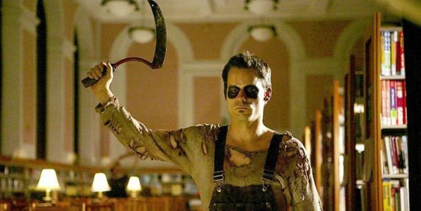 Nathan Baesel as Leslie Vernon, wielding a sharp weapon in Behind The Mask: The Rise Of Leslie Vernon.