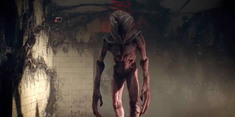 The Demogorgon stalking the hallways in Dead By Daylight