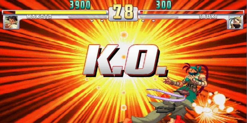The K.O. screen from Street Fighter III.