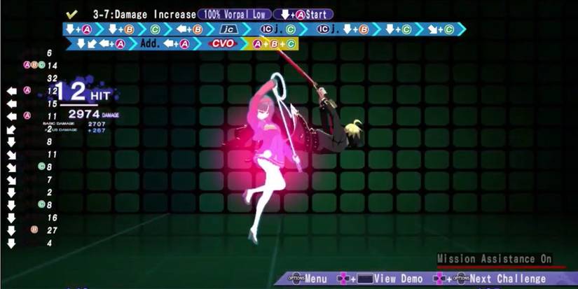 Under Night In-Birth combo trials screecap.