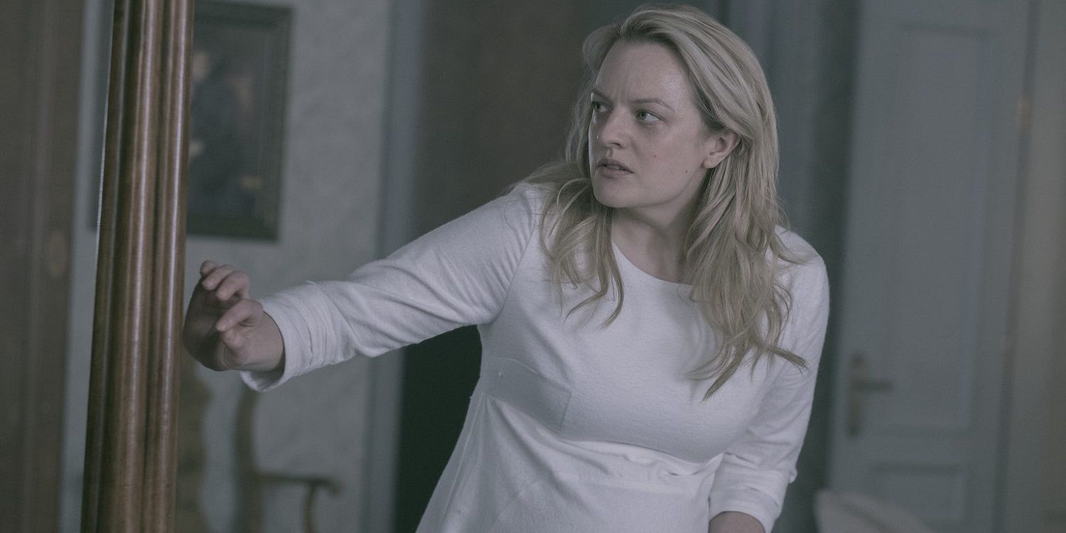 A pregnant June Osborne in The Handmaid's Tale