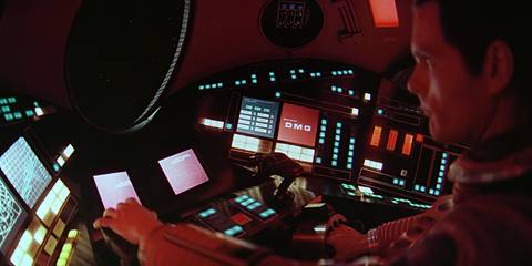 A shot of the interior of an EVA pod in 2001: A Space Odyssey