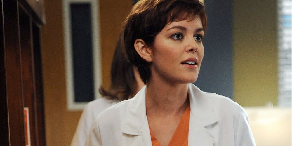 Reed dons orange scrubs during her time at Mercy West in Grey's Anatomy