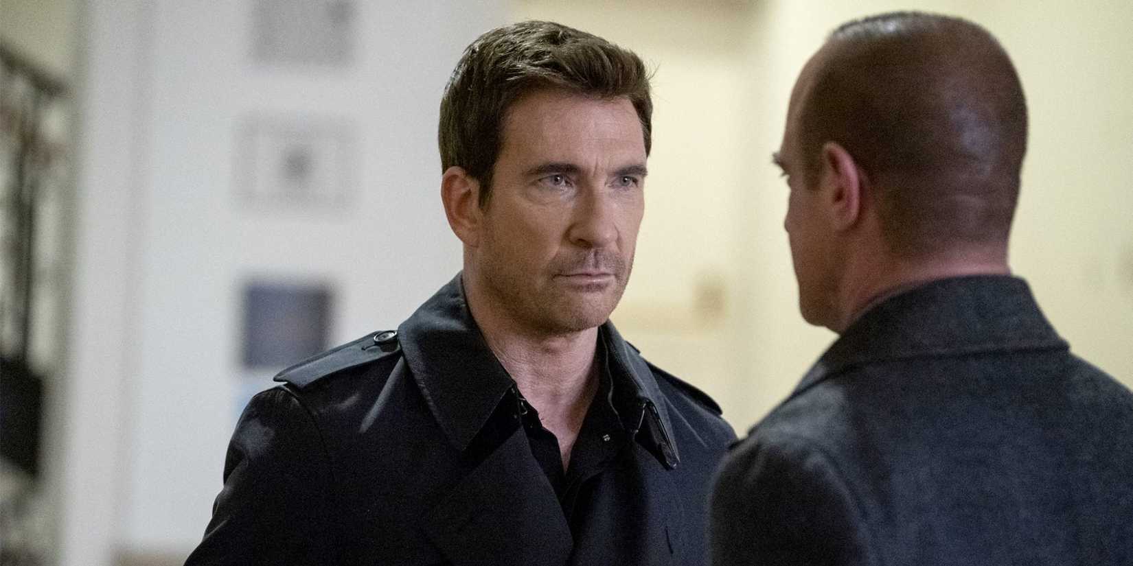 Dylan McDermott as Richard Wheatley facing off against Christopher Meloni as Elliot Stabler in Law and Order Organized Crime