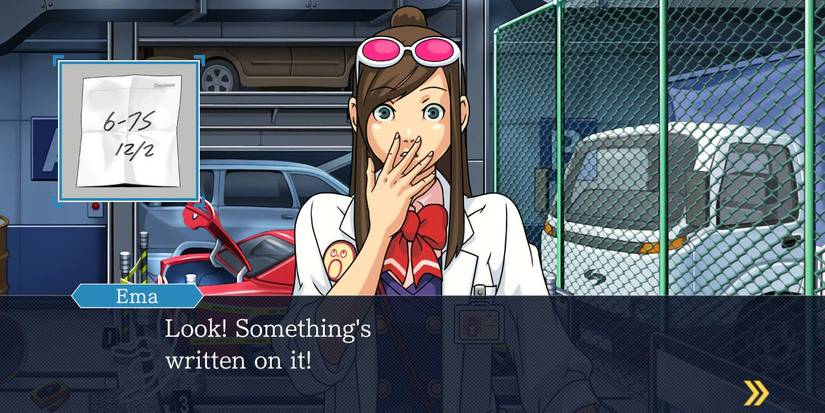 Ema Skye looking surprised in Ace Attorney.