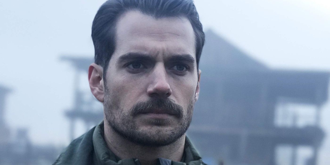 Henry Cavill with a mustache in Mission: Impossible Fallout