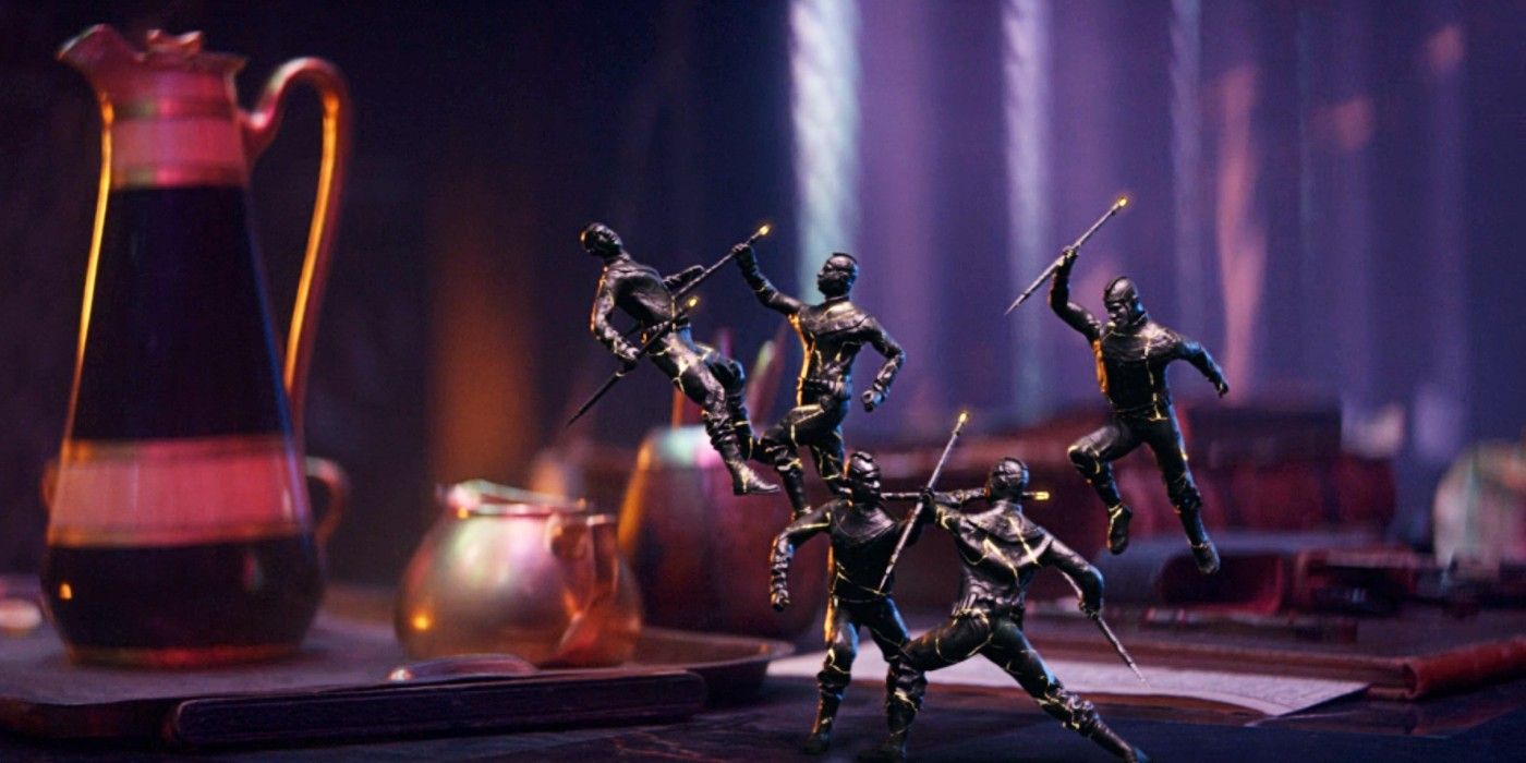 Loki Episode 6 scene with a diorama of Kang Variants fighting in the Time War