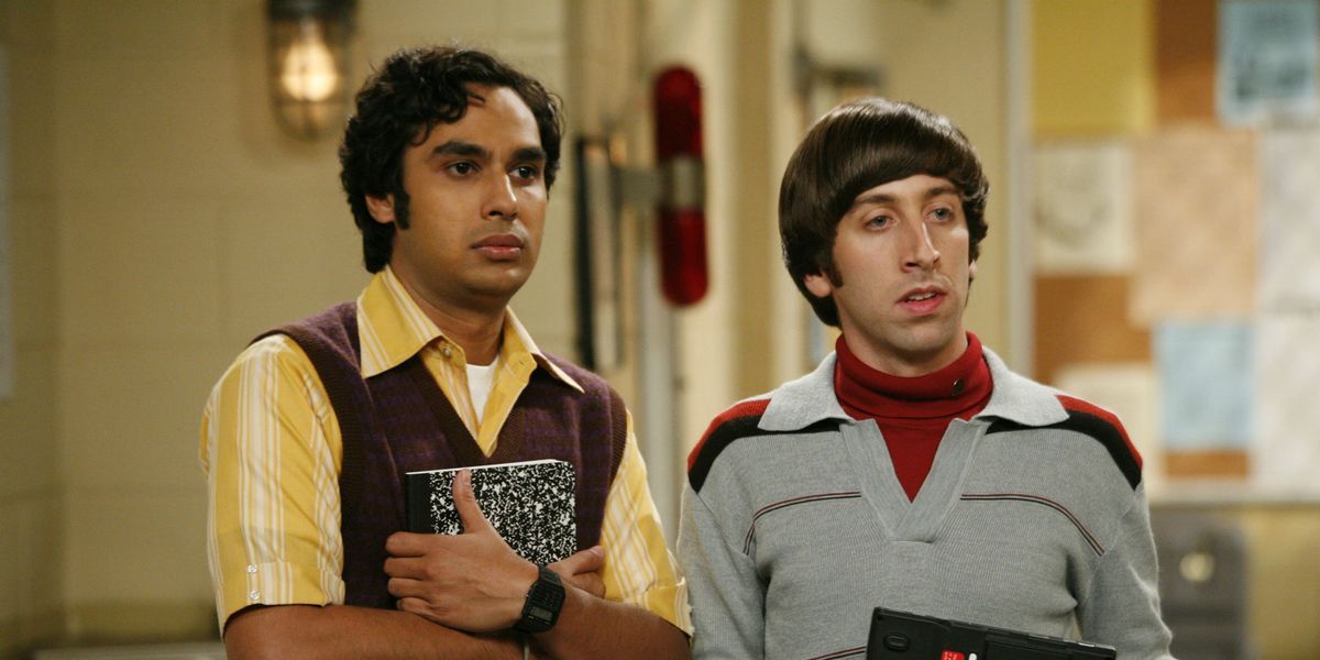 Raj and Howard standing in awe on The Big Bang Theory