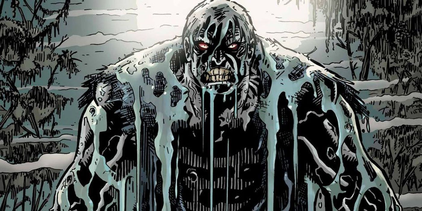 Solomon Grundy coming out of a swamp