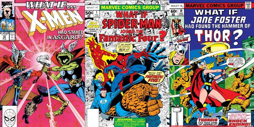 Split image of covers of What if 12, 1, and 10 from Marvel Comics