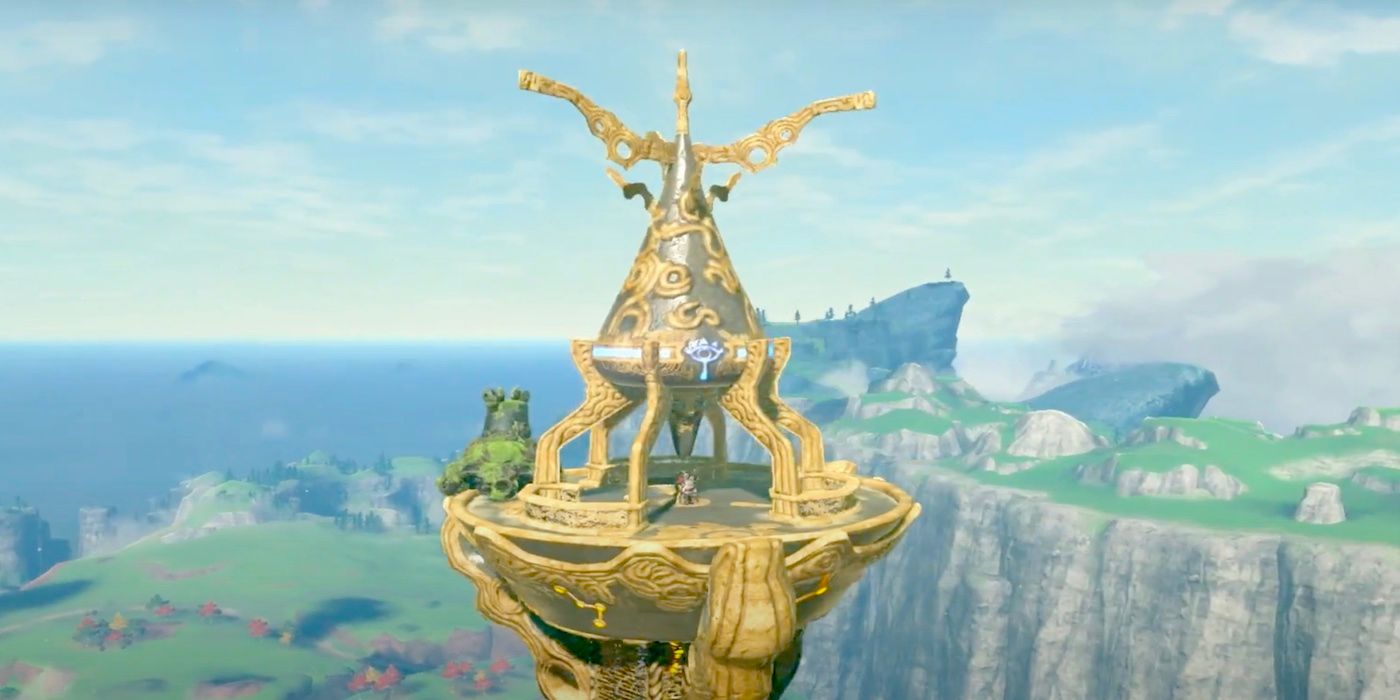 O topo de uma Torre Sheikah em Breath of the Wild.