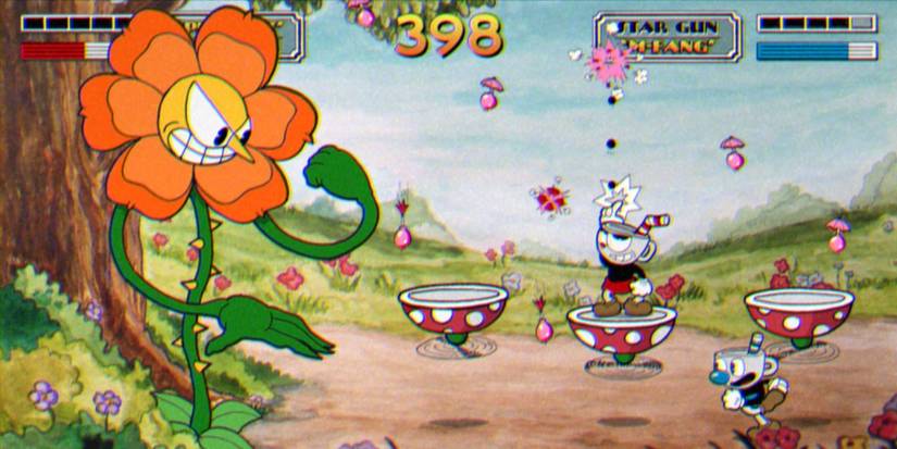 Vupfight stands on a ladybug platform while fighting Cagney Carnation.