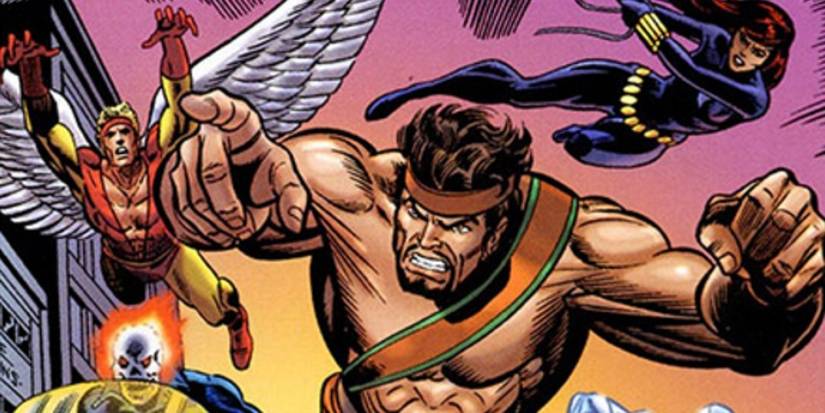 Hercules, Angel, Ghost Rider, and Black Widow together as the Champions of Los Angeles