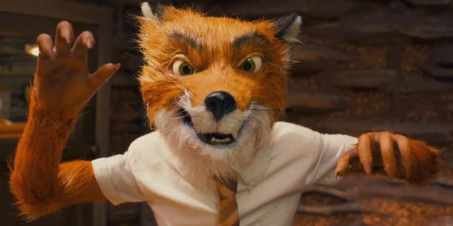 Mr Fox growling at the camera in Fantastic Mr