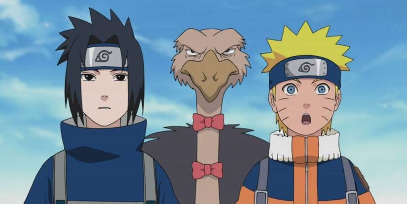 Sasuke, Condor, and Naruto together in the Naruto anime
