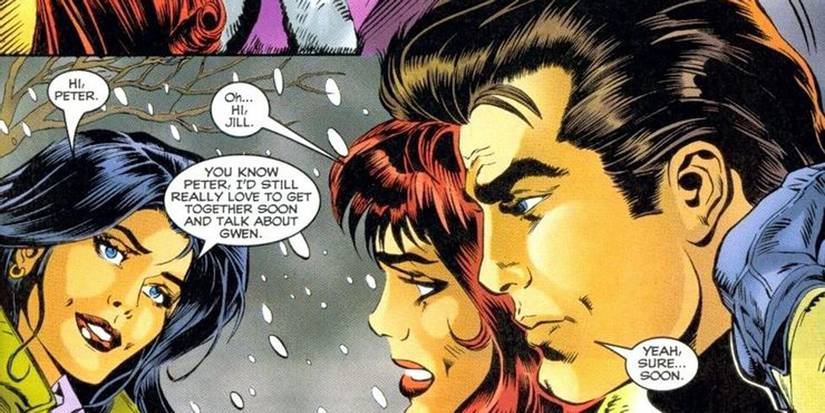 Peter Parker talking to Jill Stacy.