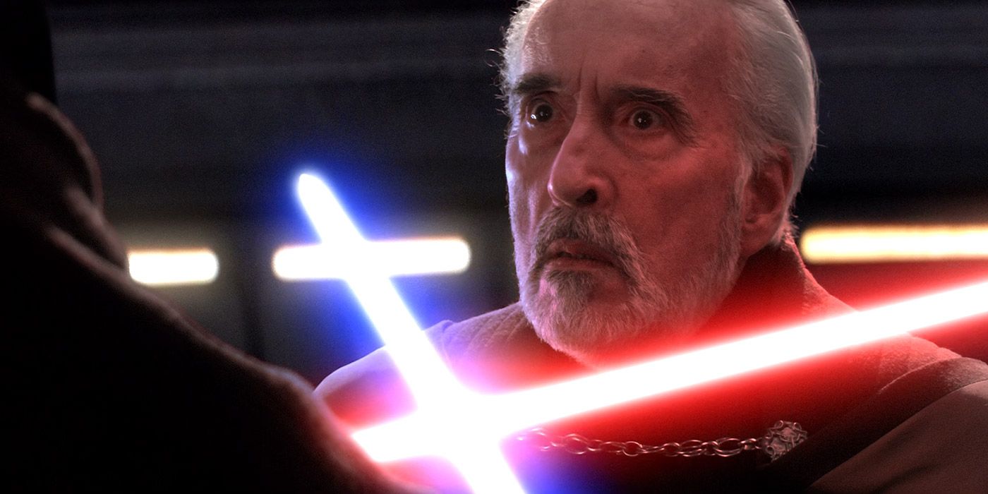 Anakin Skywalker tem a vida do Conde Dookan em suas mãos em Star Wars: A Vingança dos Sith