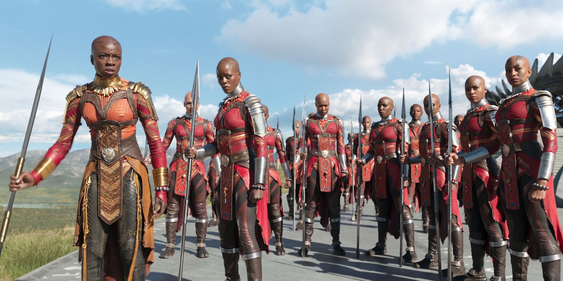 The Dora Milaje in battle formation Cropped