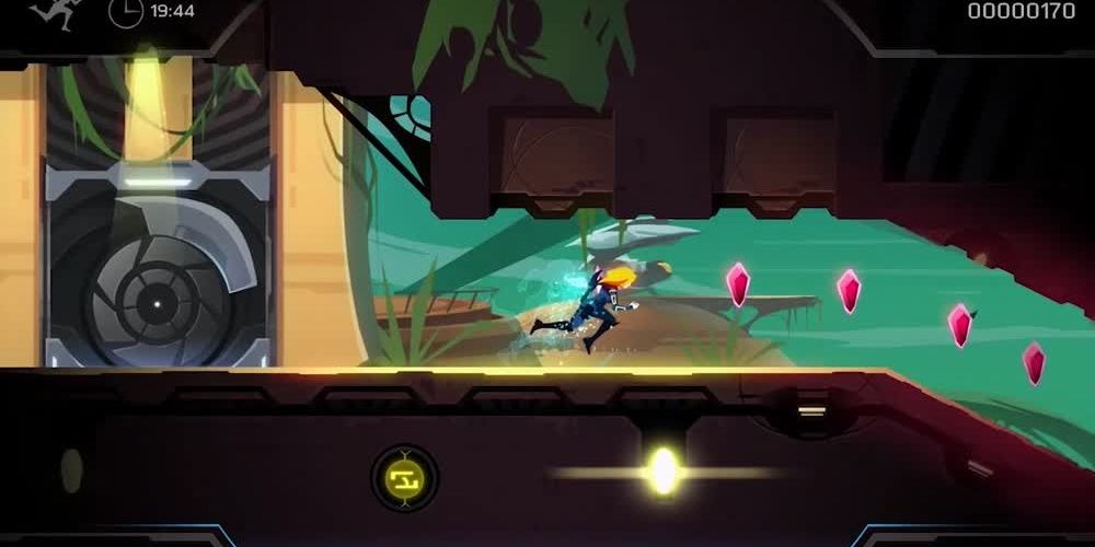 A character running towards diamonds in Velocity 2x Cropped