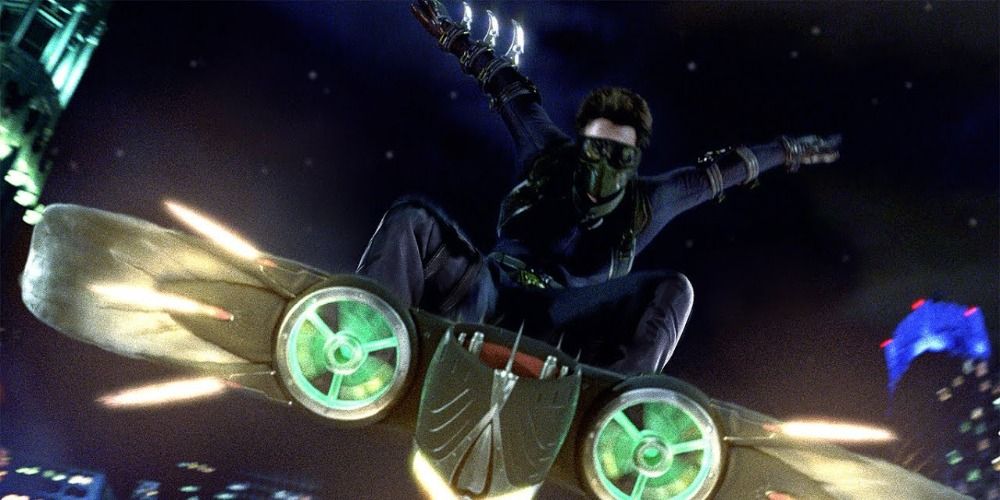An image of the New Goblin attacking on his glider in Spider Man 3
