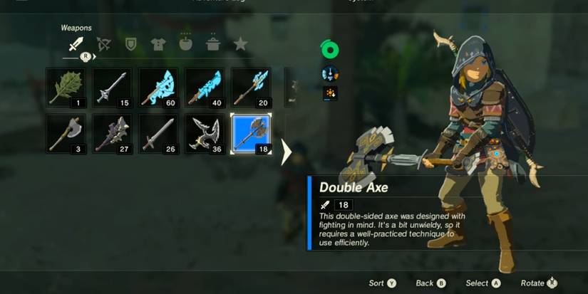 Link holding the Double Axe in Zelda Breath of the Wild