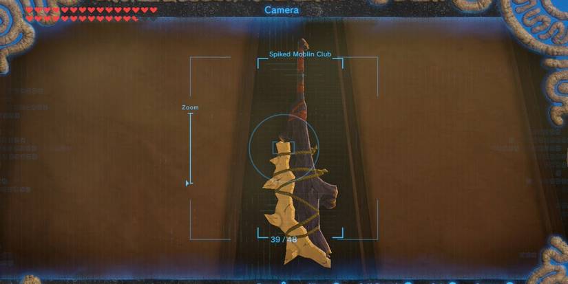 A Spiked Moblin Club in a weapon case in Breath of the Wild