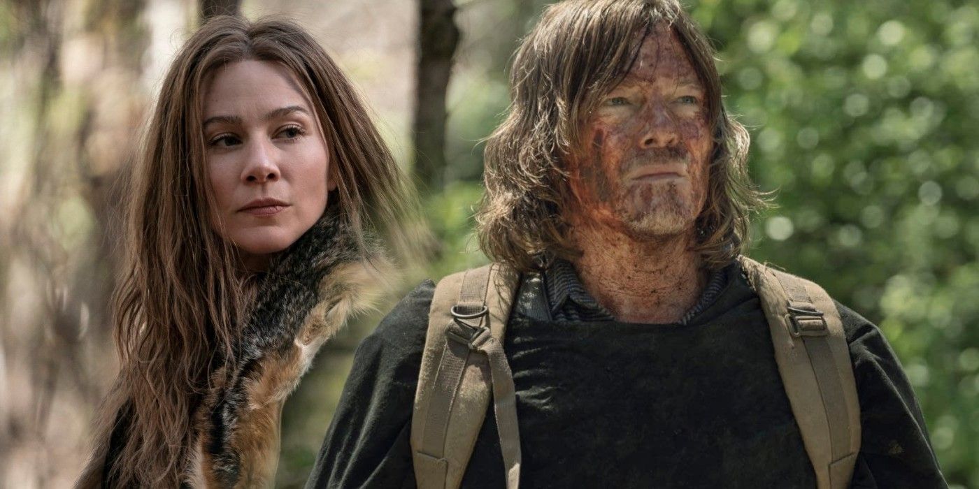 Custom image of Lynn Collins as Leah and Norman Reedus as Daryl in The Walking Dead