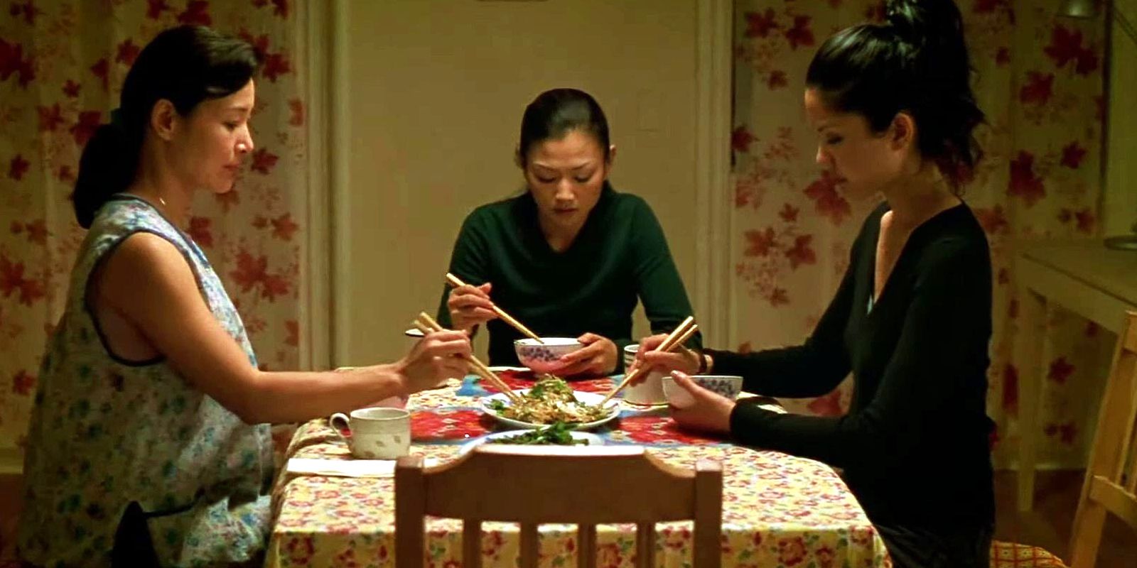 Michelle Krusiec as Wil with Joan Chen as Ma and Lynn Chen as Vivian in Saving Face