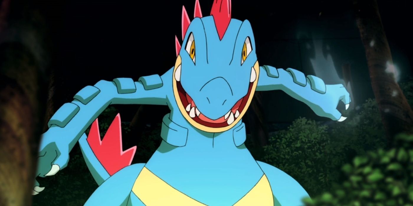 Feraligatr pronto ad attaccare nel anime Pokémon