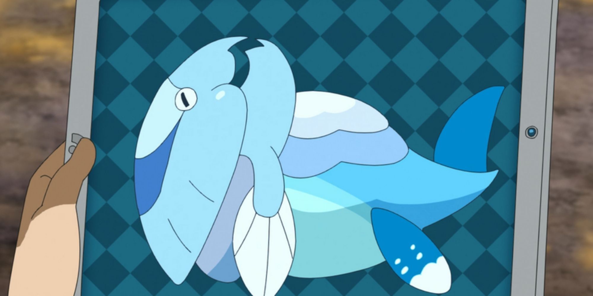 An Arctovish in a tablet in the Pokémon Journeys anime