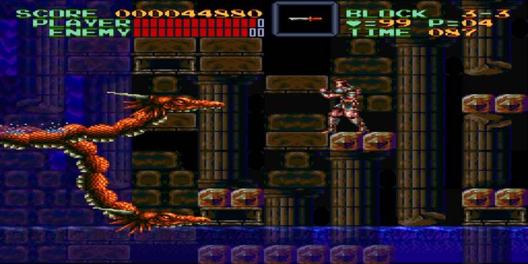 Screenshot from the SNES video game Super Castlevania IV.