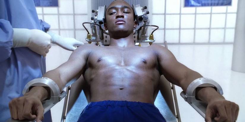 Cyborg at the LuthorCorp labs in Smallville