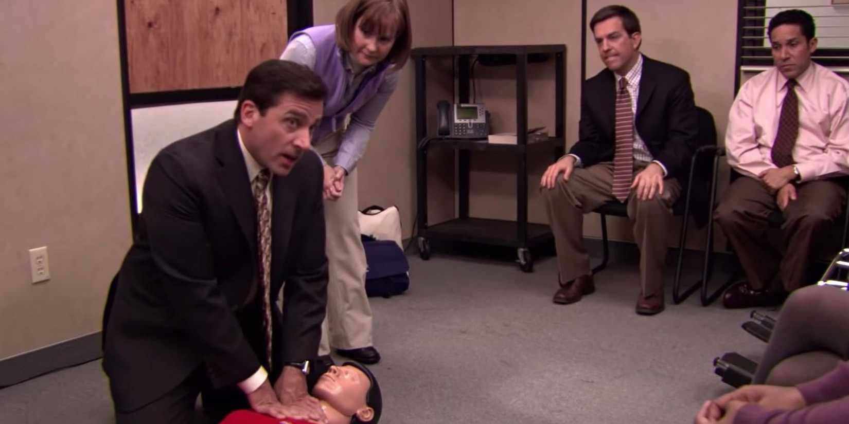 Michael (Steve Carell) gives CPR to a dummy on The Office