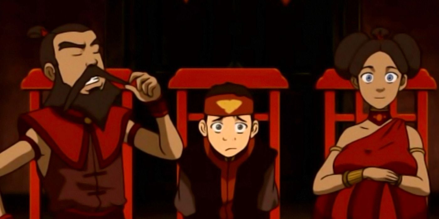 Aang smiling as he wore a headband to ATLA