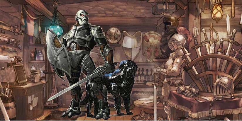 A battle artificer in a shop environment in D&D.