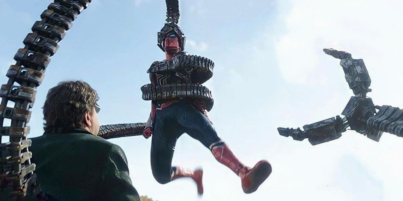 Doctor Octopus Catches Tom Hollands SpiderMan In No Way Home Image
