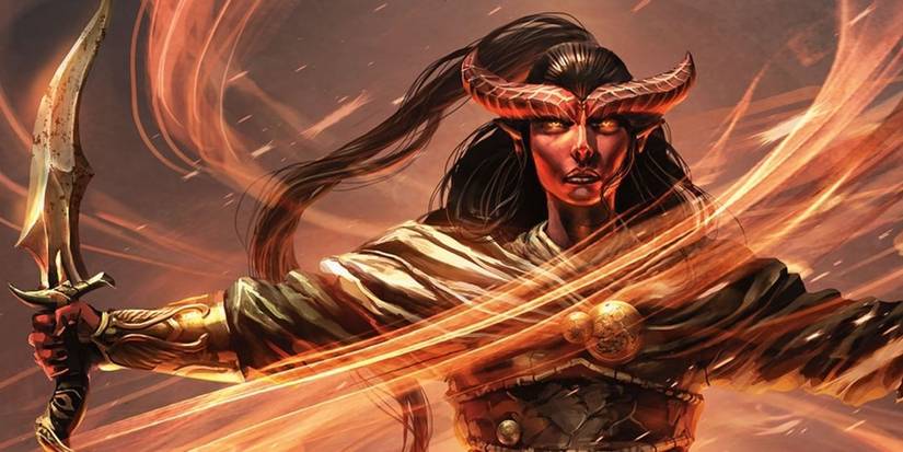 Artwork of a Warlock using his powers in D&D