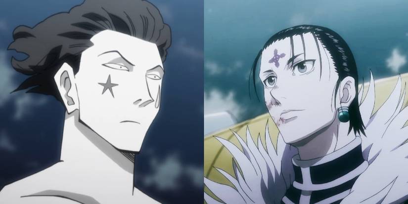 Split image of Hisoka and Chrollo in Hunter X Hunter