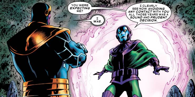 Marvel: Kang Is Terrified of Thanos & Avoids Him In EVERY Time Period 7 Kang meets Thanos in Marvel Comics