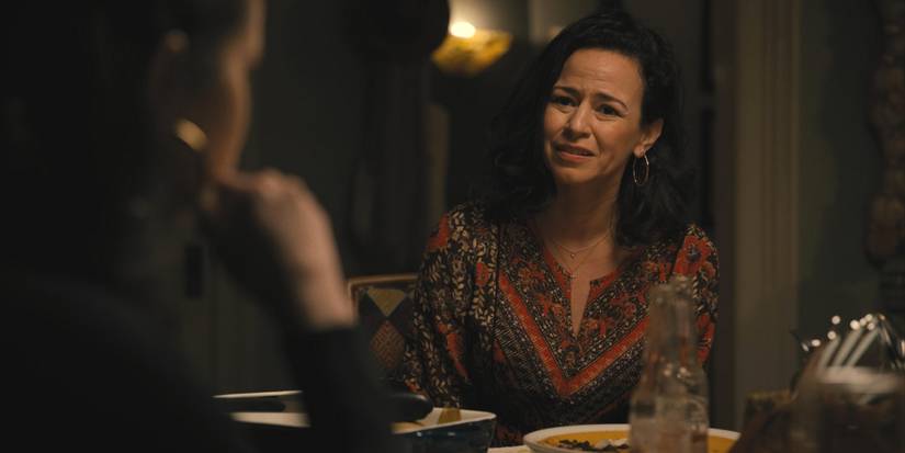 Mandy Gonzalez as Mabel Mora's mother in the dinner scene in Only Murders in the Building
