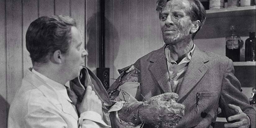 Victor Carroon em mutação em 'O Experimento Quatermass'.